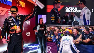 Max Verstappen Celebrates With Carlos Sainz & Hannah After Qatar Win Podium Scenes After The Race