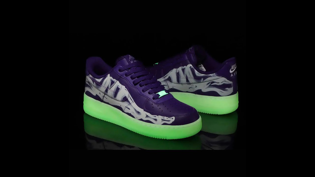 Unboxing Nike Air Force 1 Low Purple Skeleton Halloween - YouTube