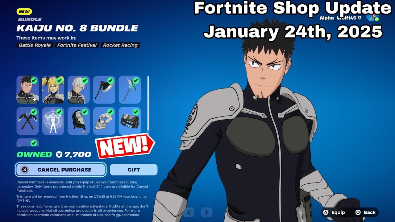 Fortnite: Item Shop Review [January 24th, 2025] (Fortnite Chapter 6) New Kaiju No. 8 Bundle!