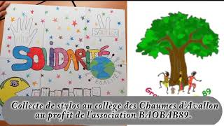 Collecte de stylos au collge des Chaumes d'Avallon au profit de l'association BAOBAB89. 