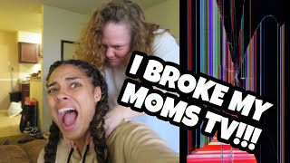 I BROKE MY MOMS TV PRANK!!! *GONE WRONG*