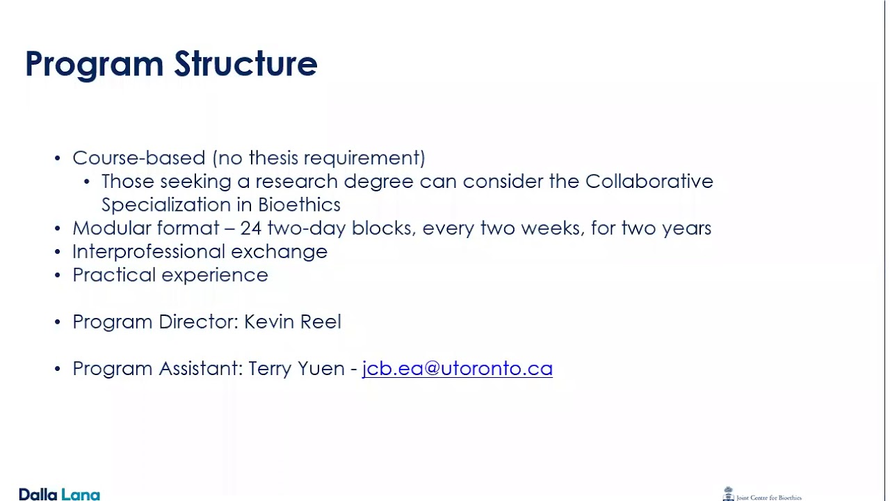 Admissions - Joint Centre for Bioethics