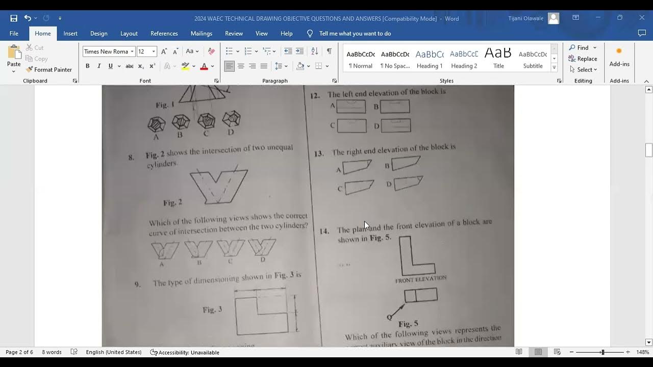 2024 waec technical drawing objective questions and answers youtube