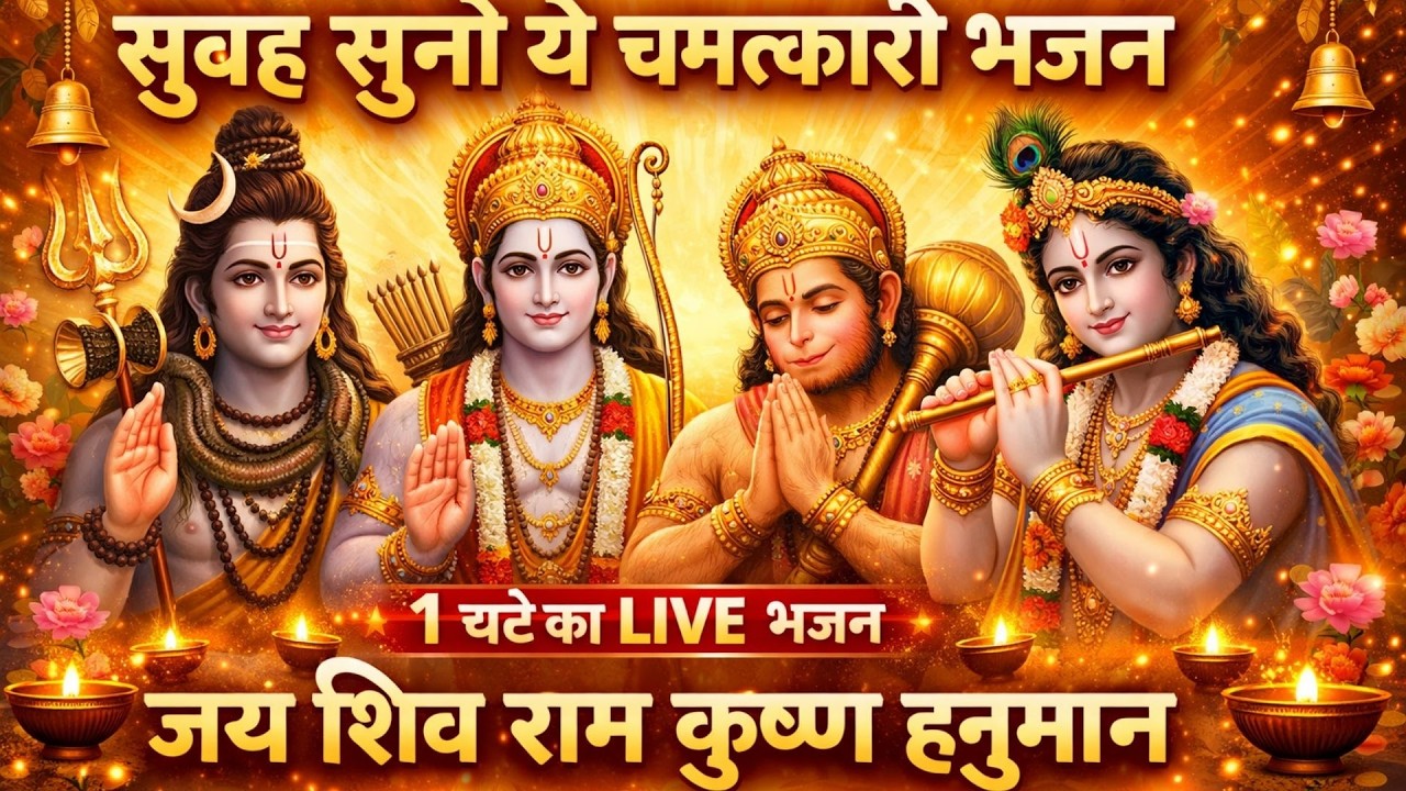 सुबह सुनो ये चमत्कारी भजन 🙏 | Shiv Ram Krishna Hanuman Bhajan | Positive Energy Bhajan | Live Bhakti