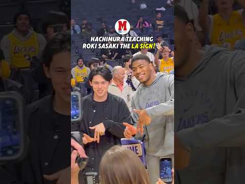 Rui Hachimura teaching Roki Sasaki the LA sign✌🏼😅#mlb #nba #losangeles #rokisasaki #dodgers