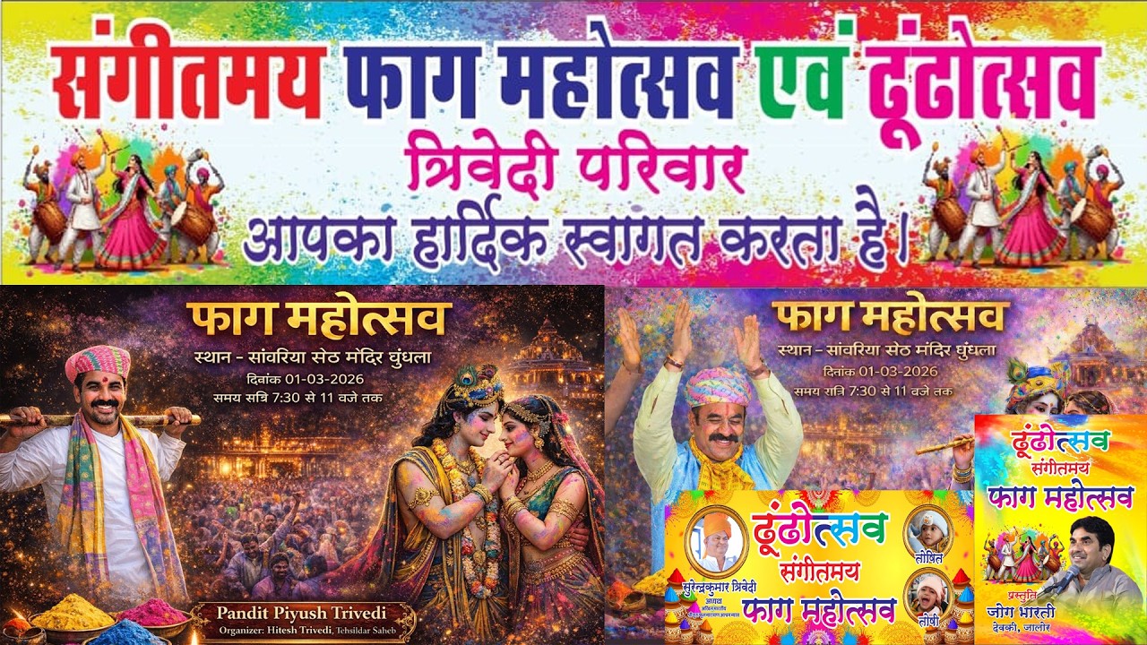 संगीतमय फाग महोत्सव एवं ढूंढोत्सव , पंडित पियूष त्रिवेदी , जोगभारती देवकी  त्रिवेदी परिवार धून्धला