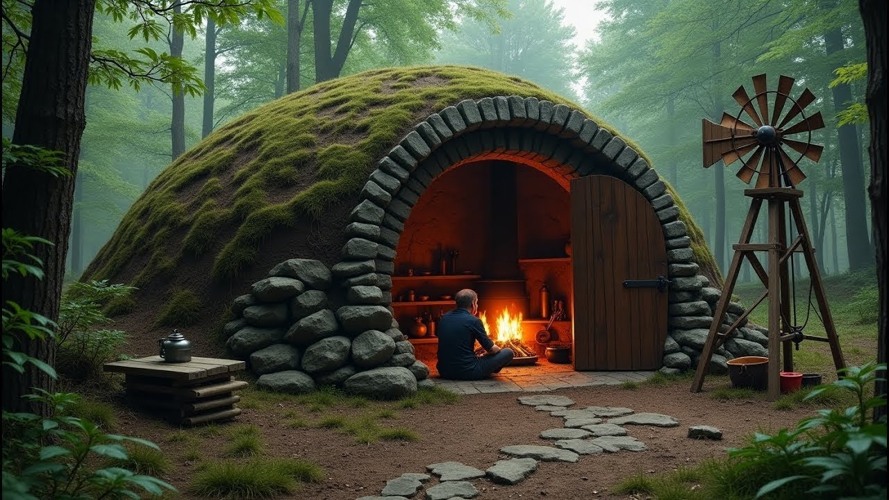 No One Knows This Exists 😱 Underground Shelter with Stove & Windmill | Survival Build 