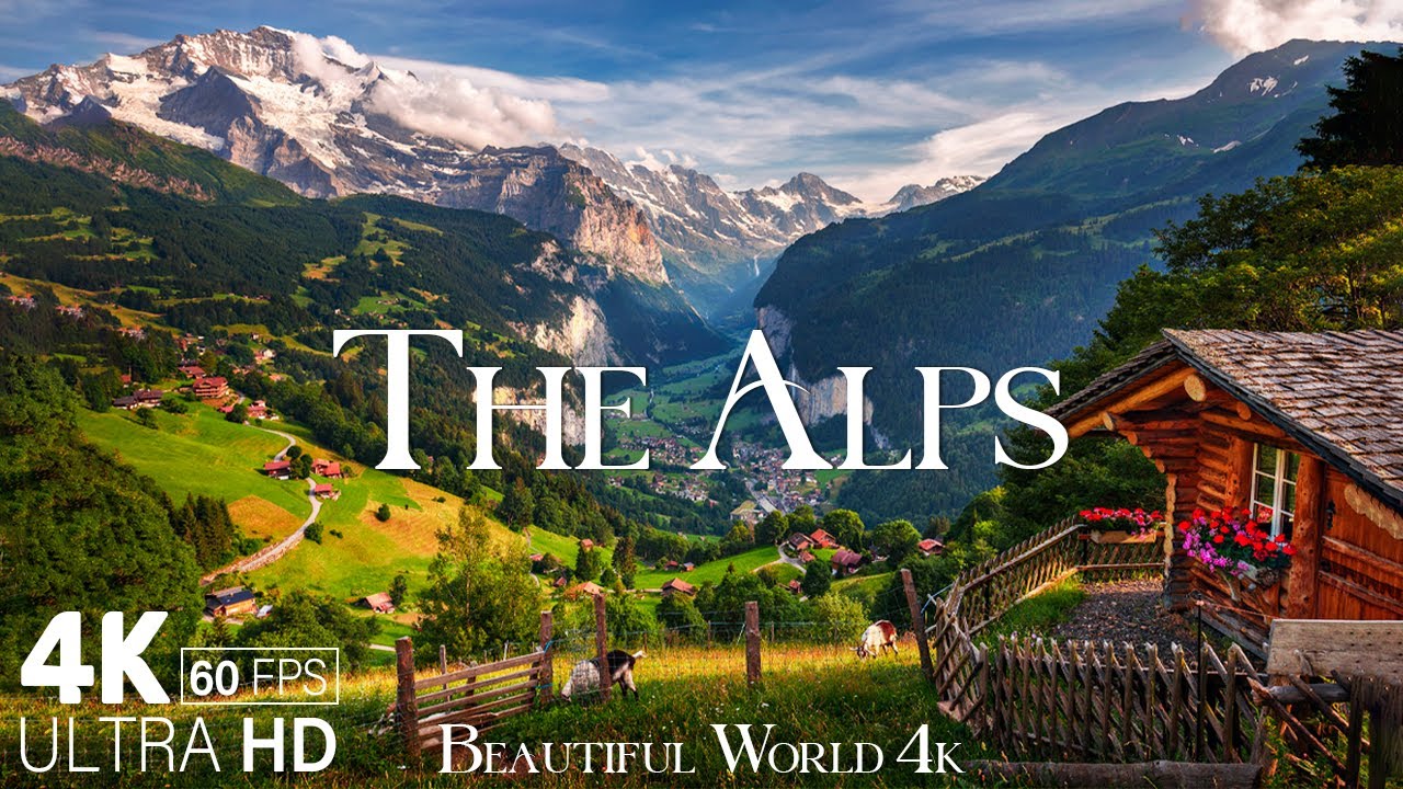FLYING OVER THE ALPS (4K UHD) - Soothing Music With Stunning Beautiful Nature Film For Relaxation