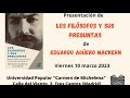 Presentación del libro LOS FILÓSOFOS Y SUS PREGUNTAS