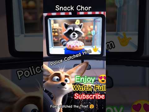 Snack Thief and Foxy Police 🚨 #cartooncat #aianimals #funny#cartooncharacter #snackchor#kidscartoon
