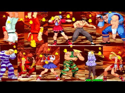 SFA3 All 40 Characters STUN and TAUNT poses
