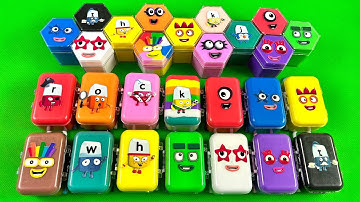 Numberblocks - Mixing All CLAY with Suitcase, Hexagon Shapes,... Colorful! ASMR