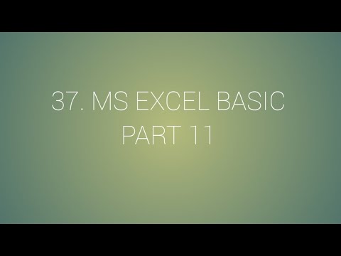 37. MS EXCEL BASIC _ Part 11_ Table option