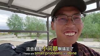 單車騎行中國1303天 一人一狗騎行西藏，海拔低了，也不冷了，人也舒服了，晚上露營小河邊#騎行中國 #窮游中國 #戶外露營 #野外生存