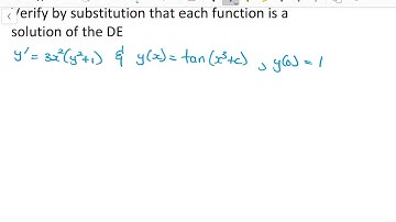 Verify by Substitution that each function is a solution to the Differential equation part 2