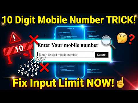 Block Letters + STRICT 10 Digits ONLY! (Mobile Input Fix: HTML/CSS/JS)