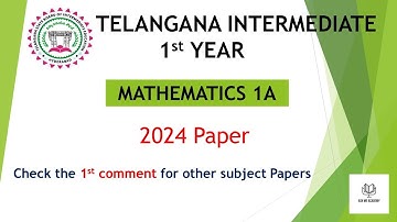 TS Inter 1st Year Maths 1A 2024 March previous Question Papers IPE Telangana Mathematics 1A