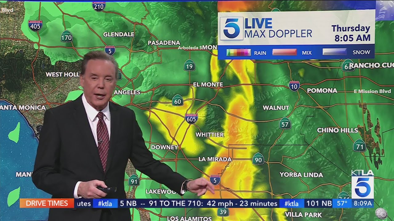 More rain hits the Los Angeles area, and another storm on the way - YouTube