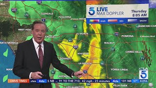 More rain hits the Los Angeles area, and another storm on the way