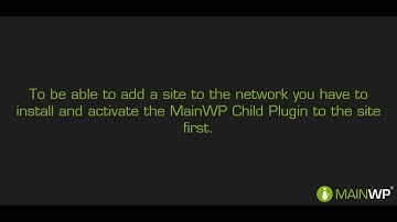 Adding a Site to MainWP Dashboard