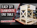 Easy DIY Farmhouse End Table With A Drawer For Storage