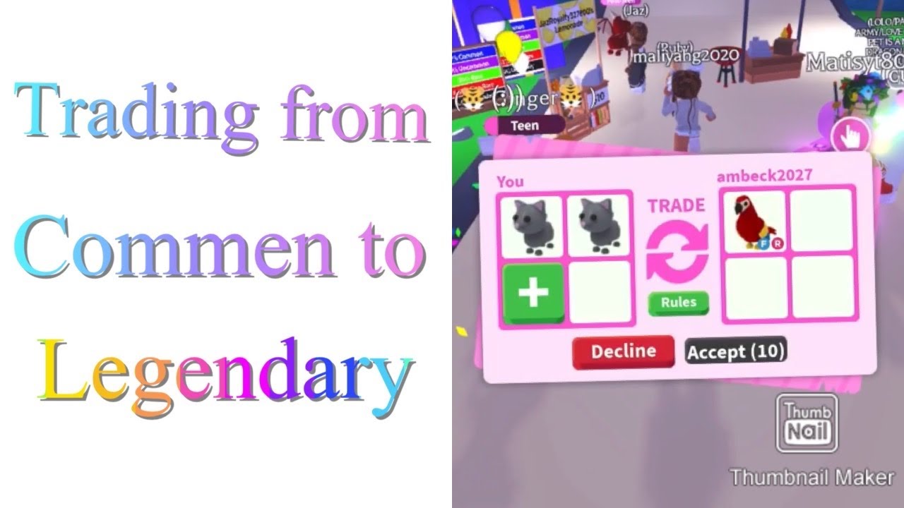 Trading from common to legendary pet in adopt me./ part 1 YouTube