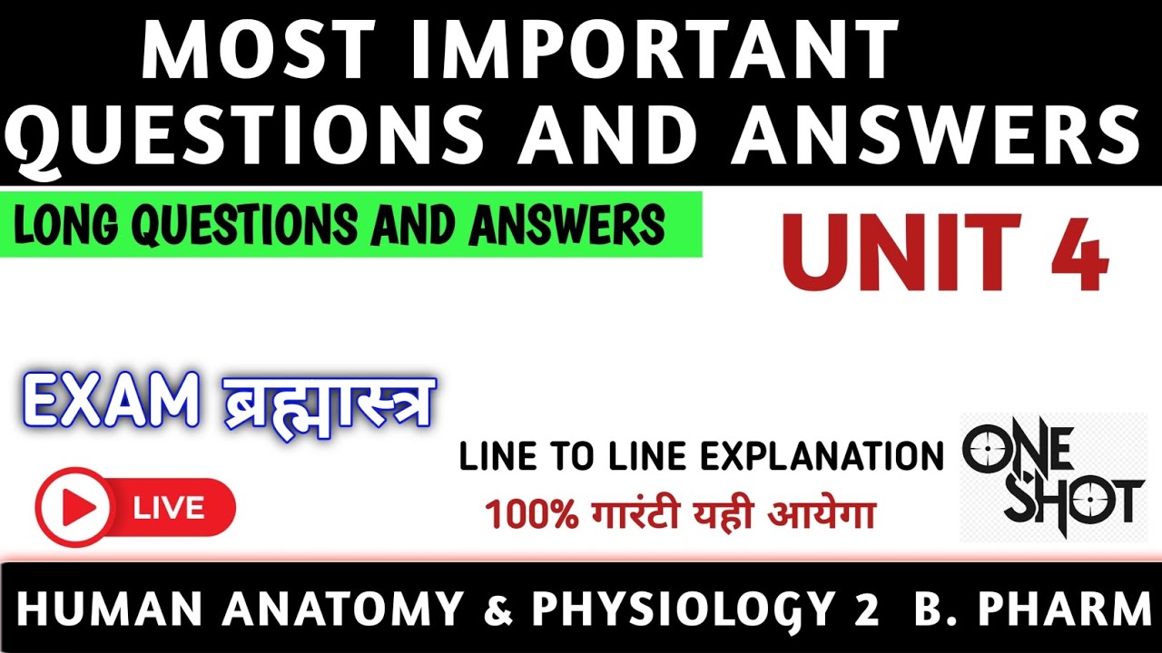 HAP 2 | Unit 4 Long Questions and solutions | B Pharmacy 2 semester 