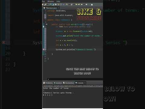 Fibonacci Series in Java | Beginners #codingforbeginners #fibonacci  #javatutorial #java