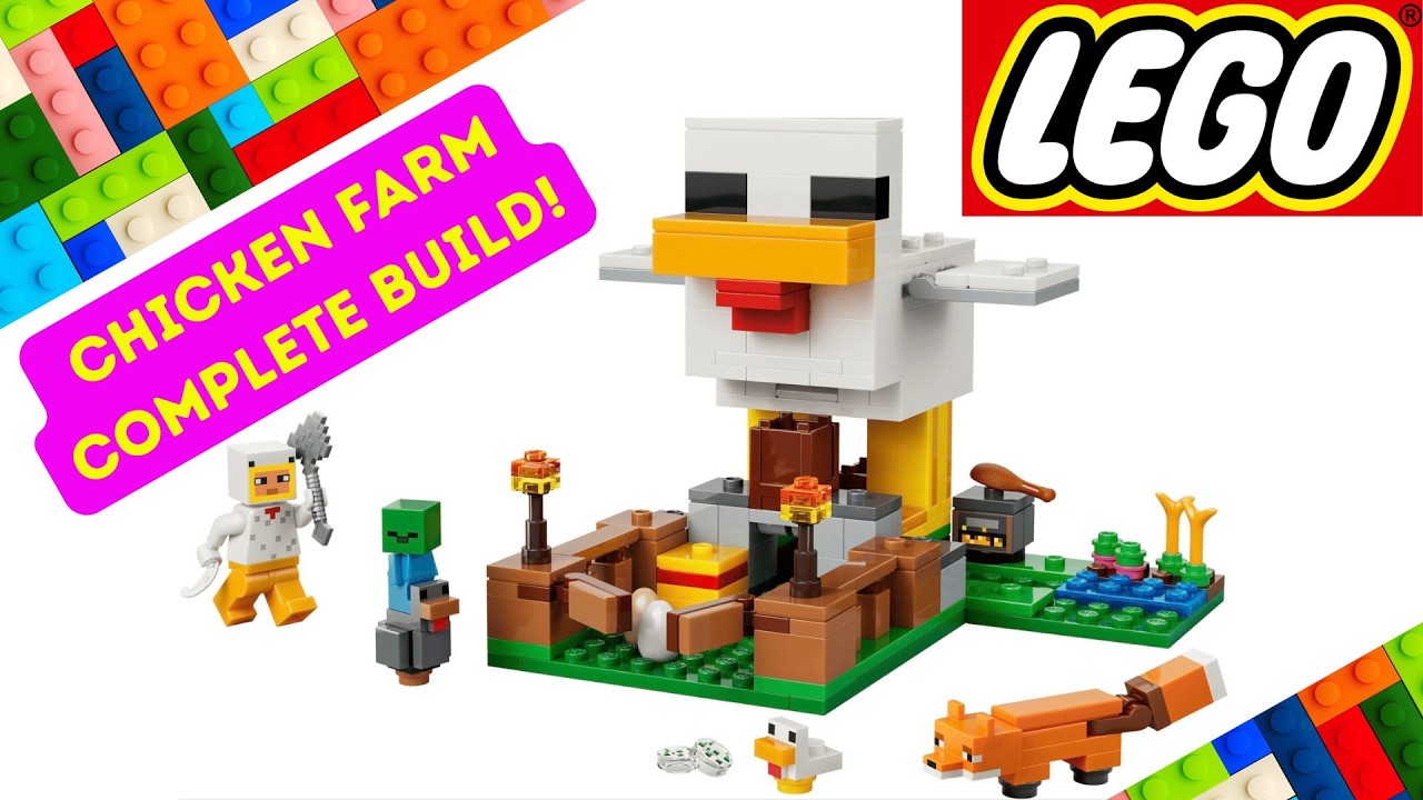 LEGO Minecraft Chicken Farm Complete Build! Grab Some Chicken Feed and Eggs! Set #21585