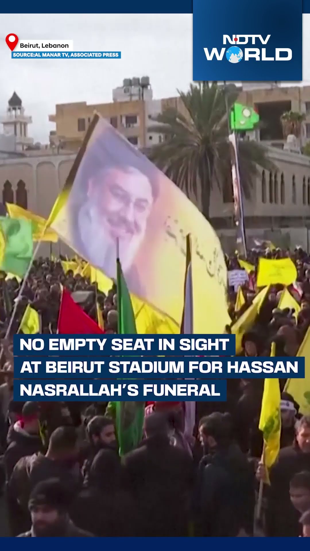 Israel Gaza War | No Empty Seat At Beirut Stadium For Hezbollah's Hassan Nasrallah's Funeral
