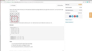 【每日一题：小Fu讲解】LeetCode 304. Range Sum Query 2D - Immutable