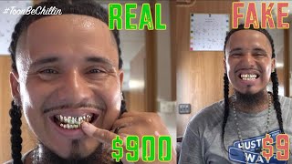 $900 VS $9 GOLD GRILLZ! (FAKE EBAY TEETH COMPARED TO REAL JEWELRY SHOP SET)