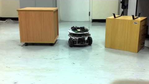 Wheeled mobile robot avoiding 2 obstacles (wide gap)