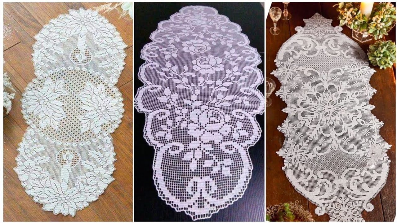 100 замечательных идей узоров для вязания крючком филейных дорожек на стол 