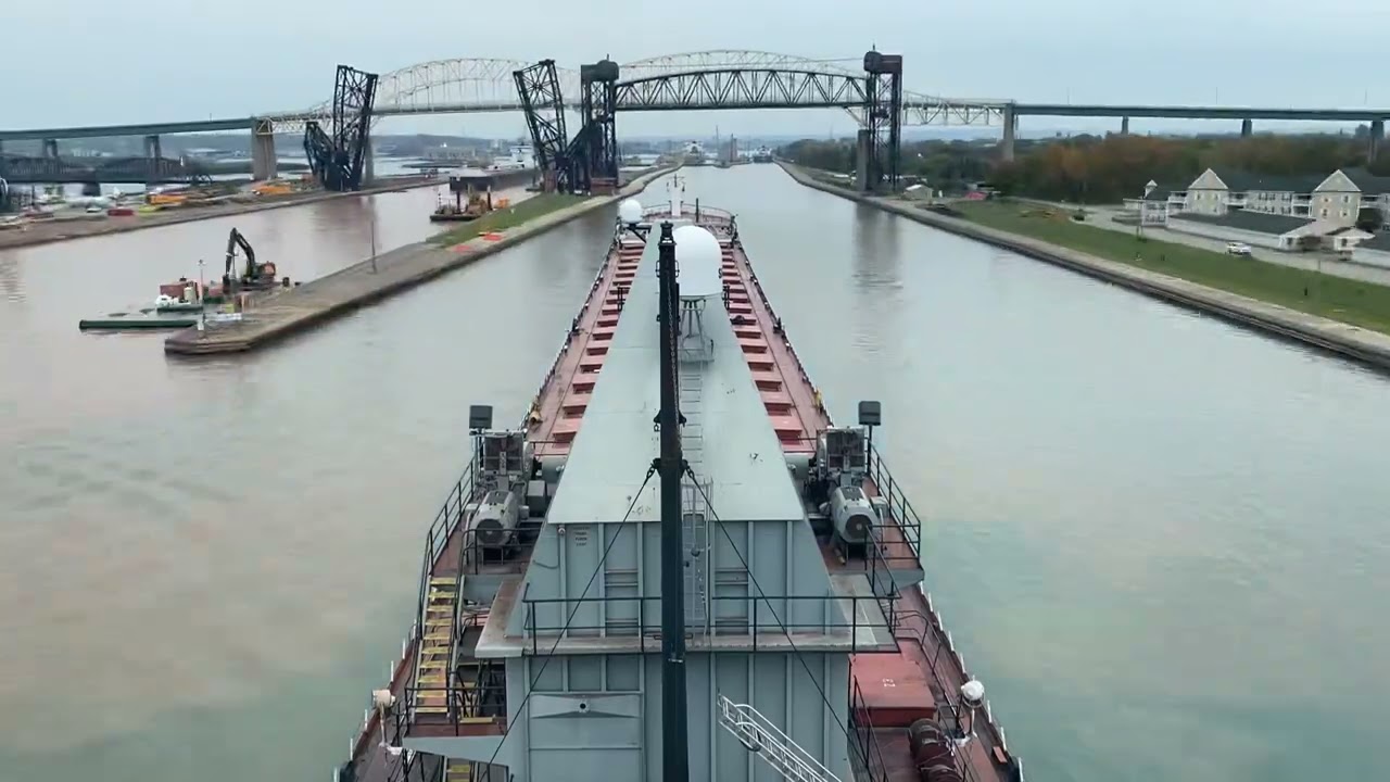 Time Lapse - Ship navigating the St Mary’s River through the Soo Locks