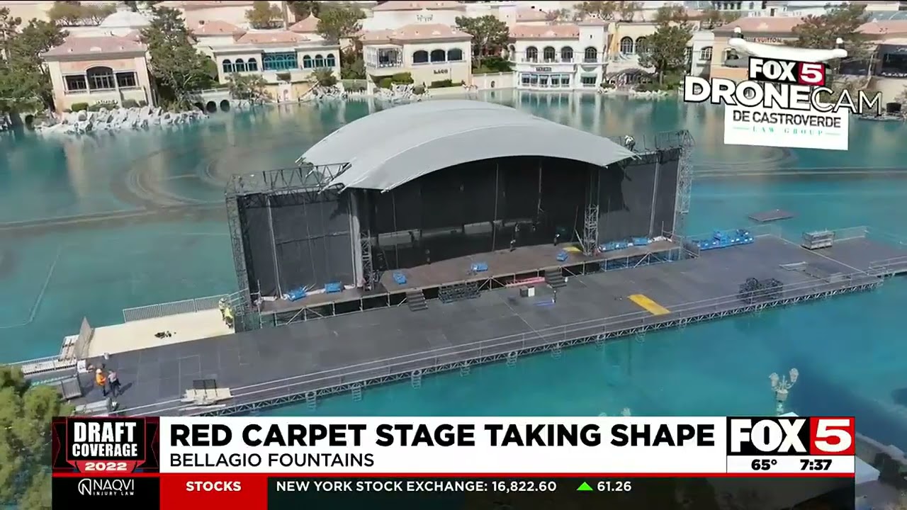 NFL Draft Red Carpet Stage taking shape on Fountains of Bellagio