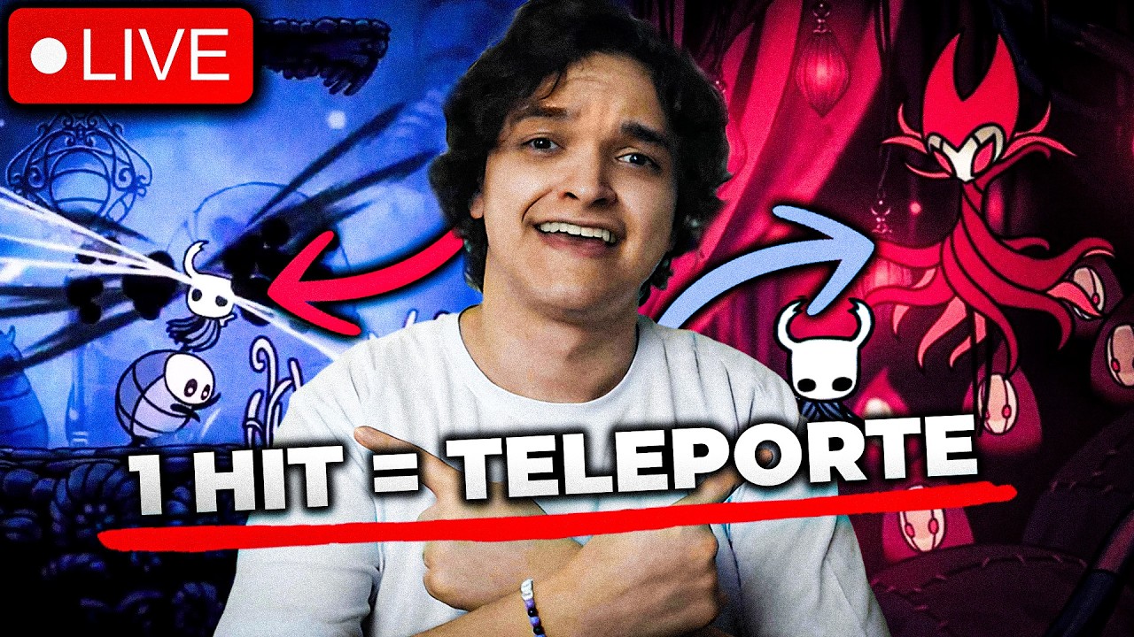 Fazendo 112% de Hollow Knight mas se eu tomar 1 HIT sou Teleportado AO VIVO! [Falta 1%]