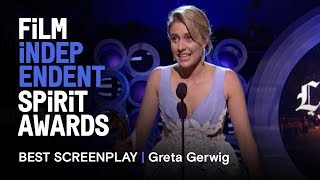 GRETA GERWIG wins Best Screenplay for LADY BIRD at the 2018 Film Independent Spirit Awards