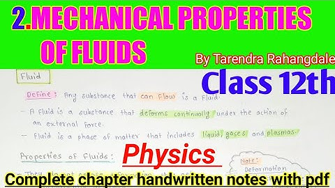 Mechanical properties of fluids || #Handwritten notes