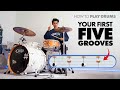 HOW TO PLAY DRUMS: Your First 5 Grooves + Workout (Perfect for Beginners)