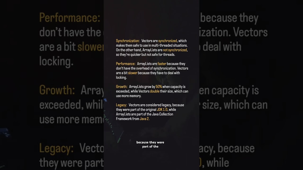 Series 2: Difference B/w Arraylist and Vector. Follow for more. #coding #trending #java #coder #LANs