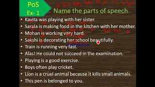 Exercise 1 :parts of speech