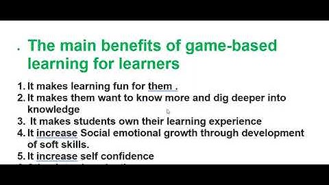 The main benefits of game based learning for learners