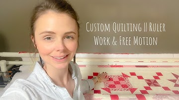 Churn Dash Block with Nine Patch Center || Custom Quilting || Red Sampler Quilt || VLOG 45