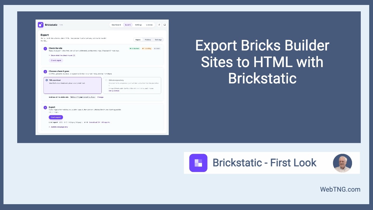 Export Bricks Builder Sites to HTML with Brickstatic - YouTube