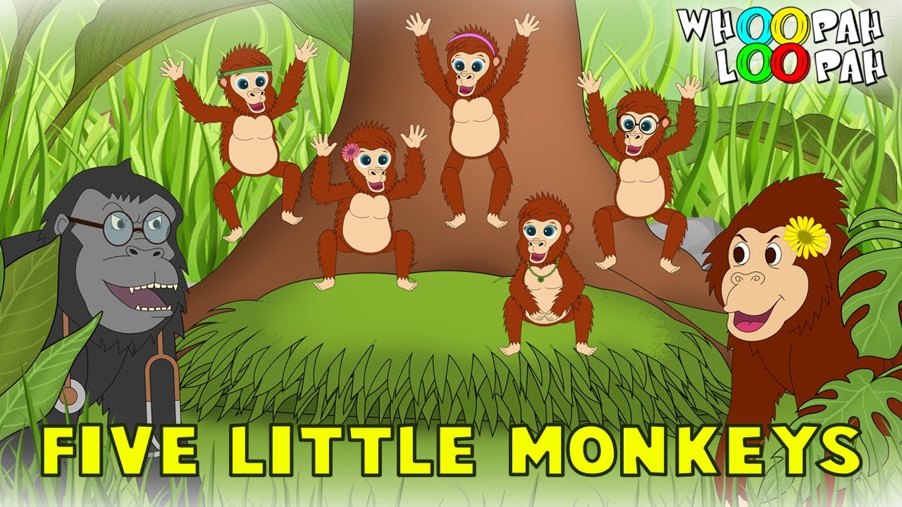 Five Little Monkeys Jumping On The Bed | Nursery Rhymes and Kids Song | Whoopah Loopah