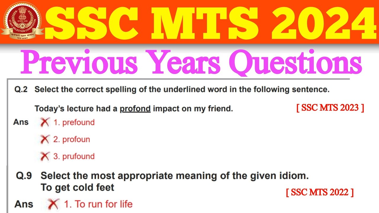 SSC MTS 2024 | Previous Year Questions | SSC MTS 2024 Important ...