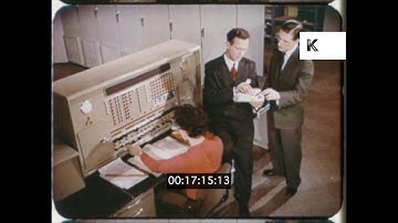 1950s, 1960s UK, Early Computer Terminal, Office, 16mm