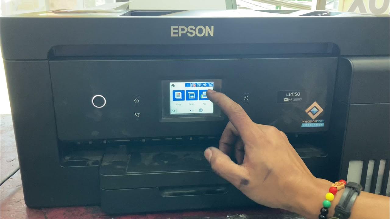 Epson L14150 How to manual nozzle check & head cleaning - YouTube