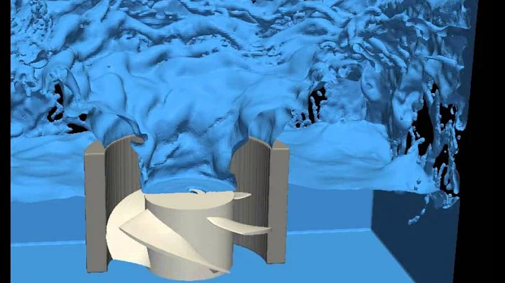 FlowKit Ltd: 3D simulation of a multi-phase axial pump. Water-air interface.